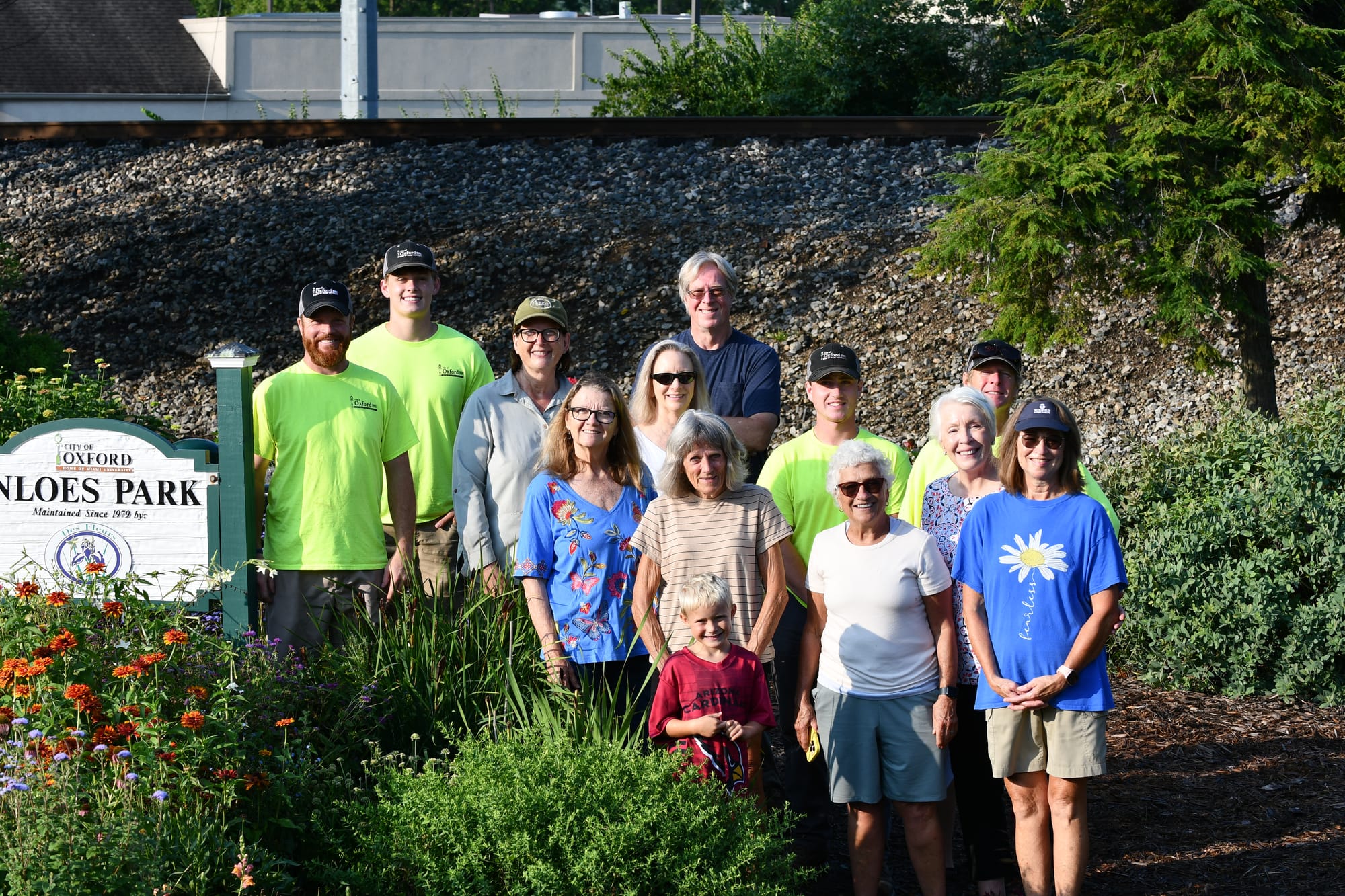 Members of Des Fleurs and city members attended the ceremony at Inloes Park on Aug. 14 to celebrate and place the yard sign. 