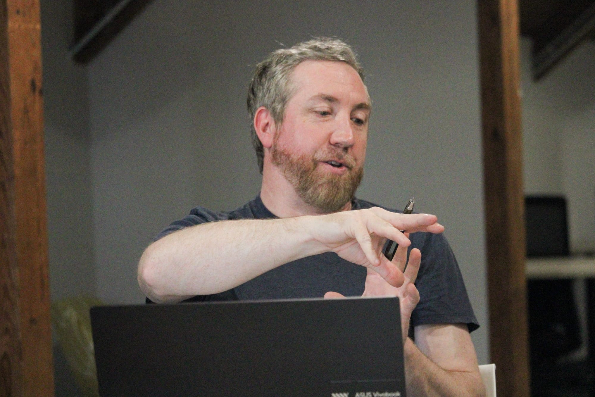 Oxford City Councilor Jason Bracken speaks to the Oxford Housing Advisory Commission