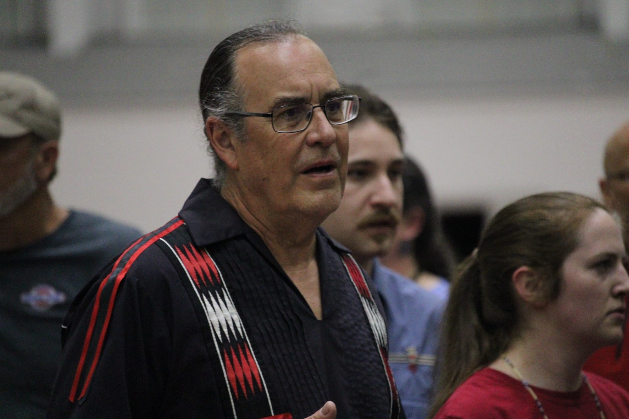 Daryl Baldwin participates in a Stomp Dance at Miami University