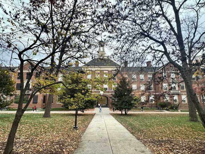 Upham Hall seen through the trees on Miami University's Academic Quad