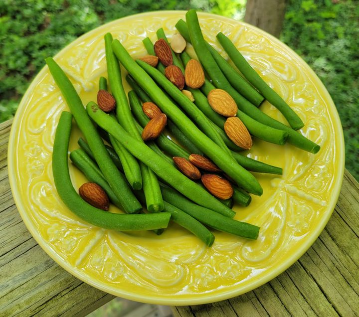 Green beans can be combined with other items, such as slivered almonds