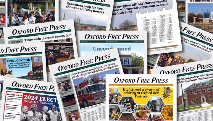 A collection of front pages of the Oxford Free Press.