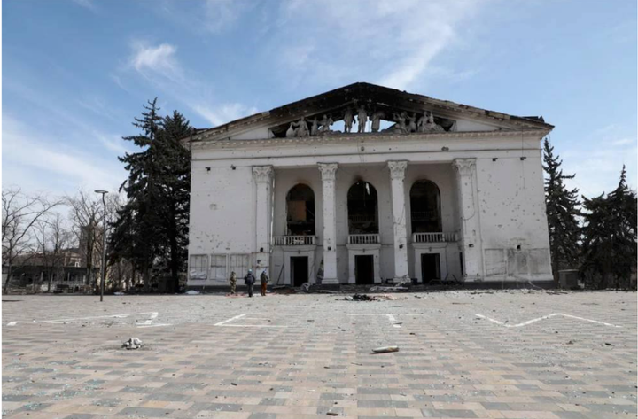 The Donetsk Regional Drama Theater after the Russian airstrike.