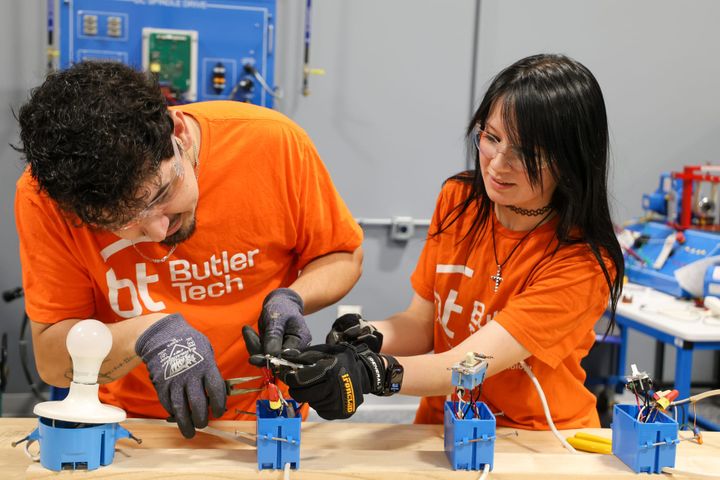 Adult Butler Tech students in the industrial maintenance technology program.