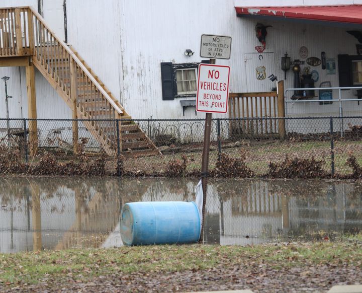 A road completely flooded
