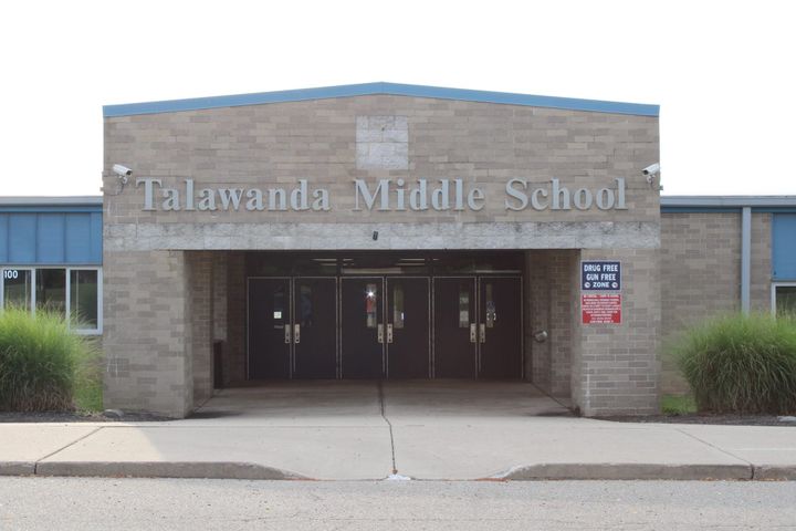 The front entrance of the Talawanda Middle School building