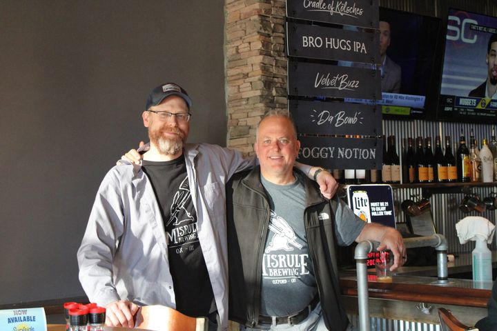 Oxford locals Eric Stenstrom, left, and Rhett Brymer, pose for a photo