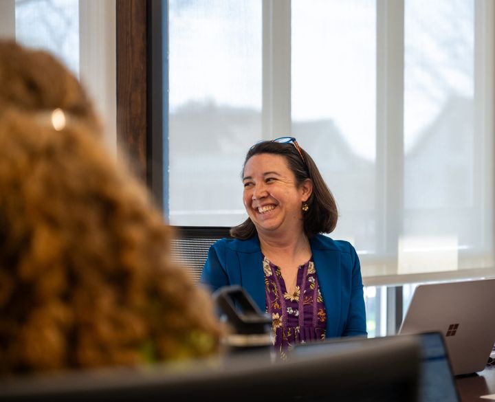 Jessica Greene, assistant city manager, speaks to members of the Oxford Charter review Commission