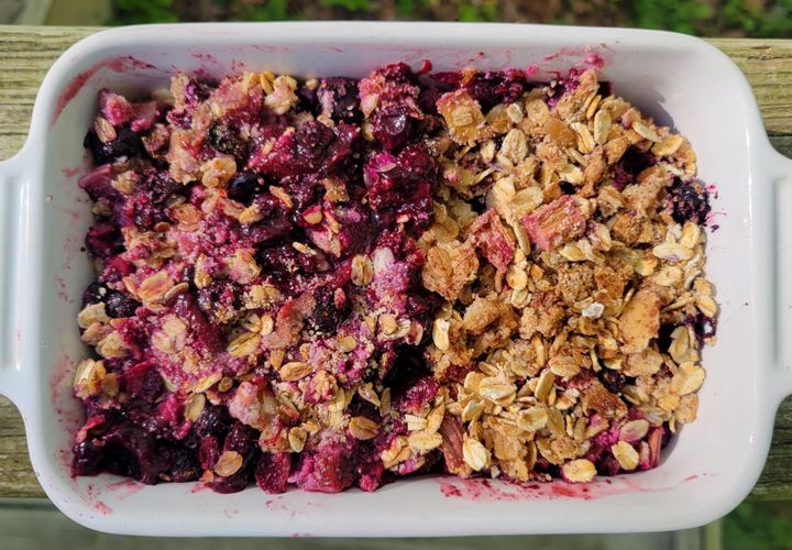 Local rhubarb and blueberries