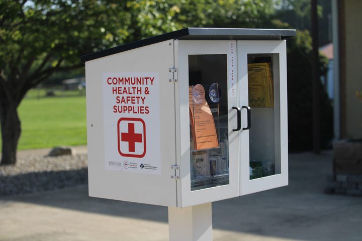 First health and safety supply box installed in front of Reily Community Center