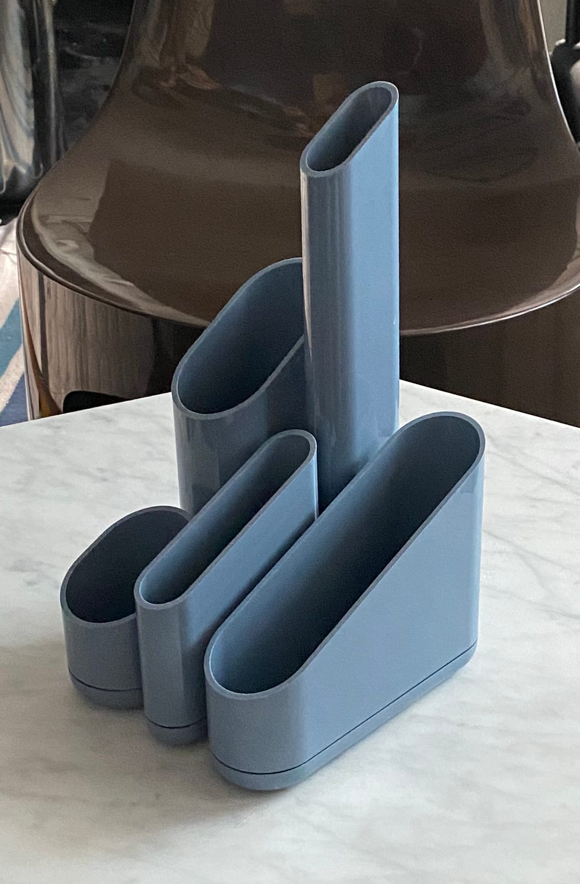 Desk organizer with five compartments.