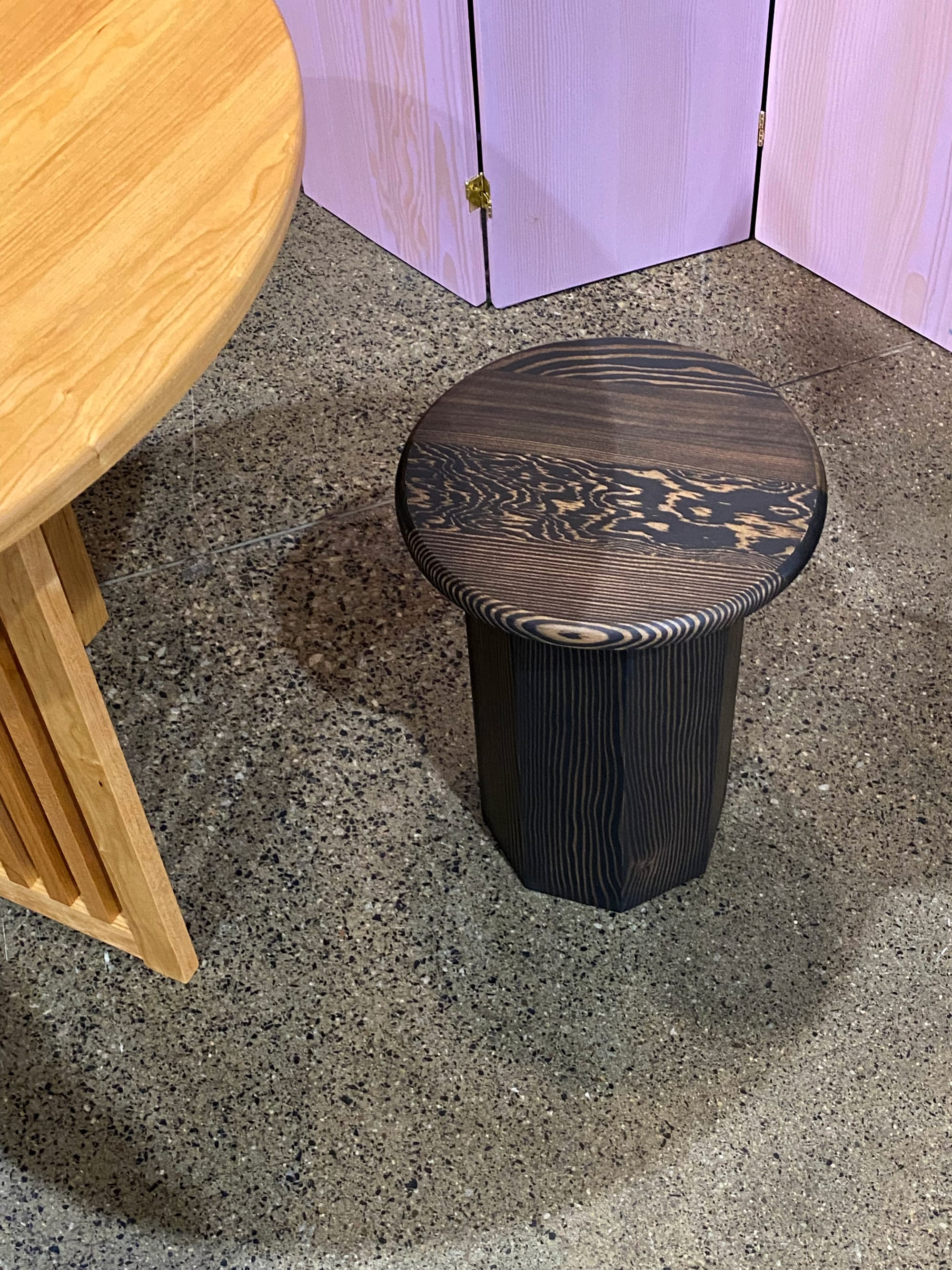 Close-up shot of stool.