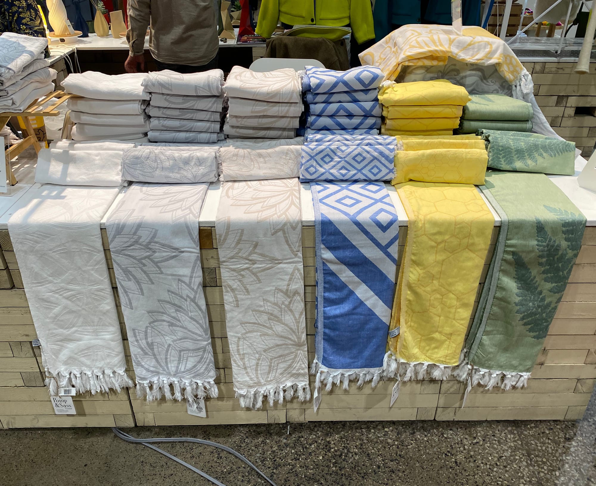 Wide shot of Turkish towels.