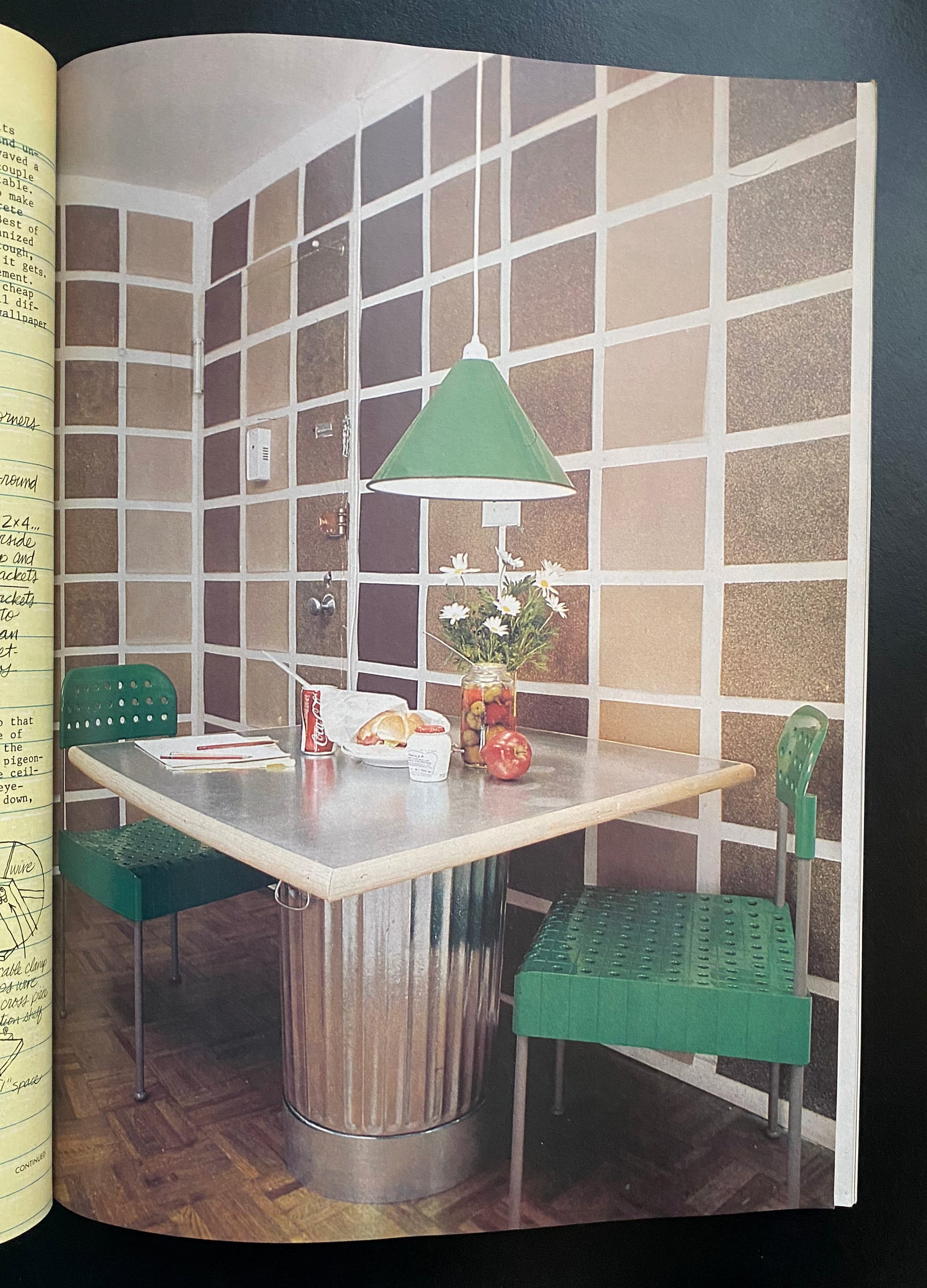 An eating area demonstrating "hardware store chic".