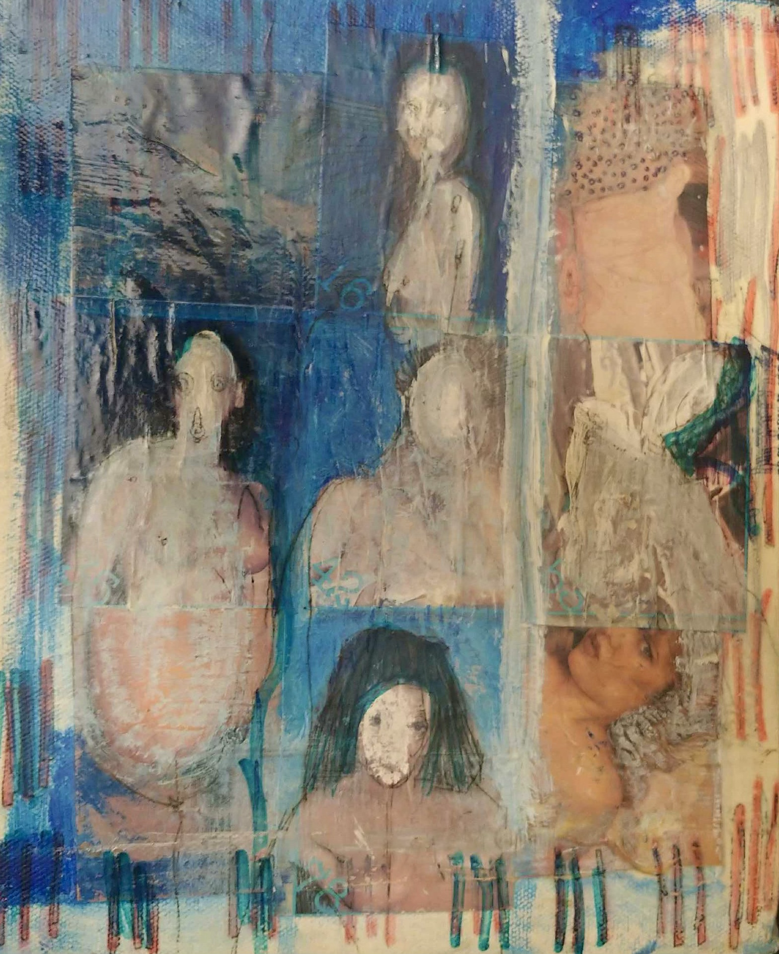 An artistic composition showcasing multiple images of women, each with unique characteristics and emotions.