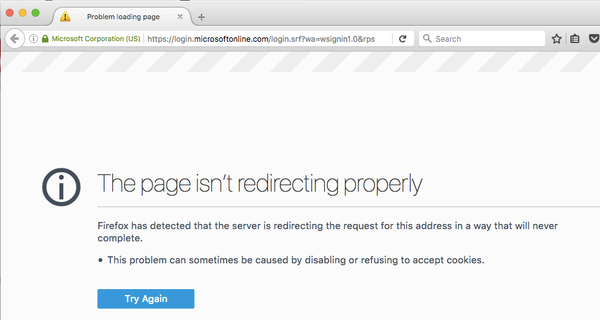 Office365 login glitch