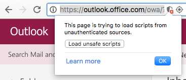 OWA trying to load LinkedIn script insecurely