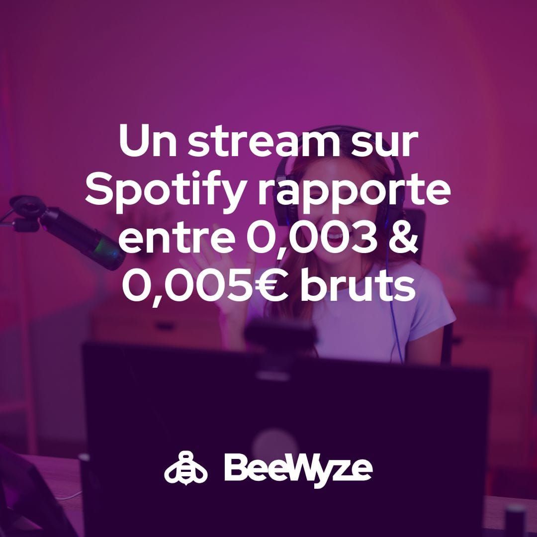 Un stream sur Spotify rapporte entre 0,003 et 0,005€ bruts