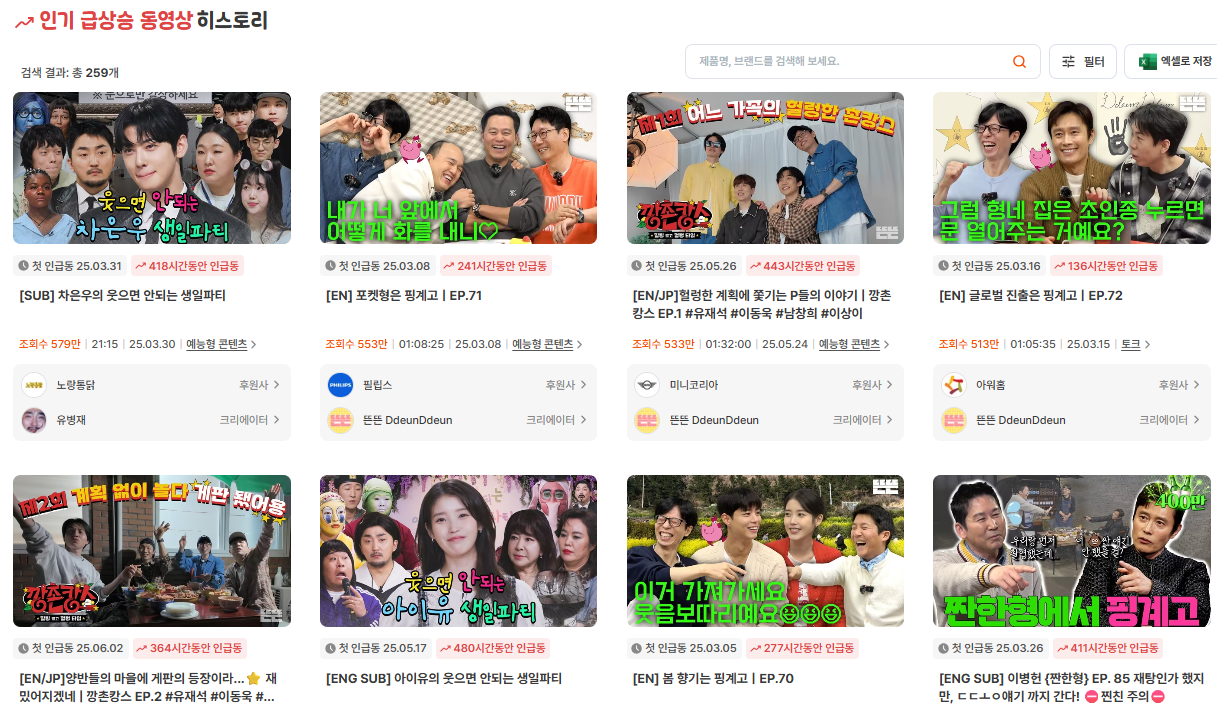 유광기 인급동 히스토리 상반기 콘텐츠