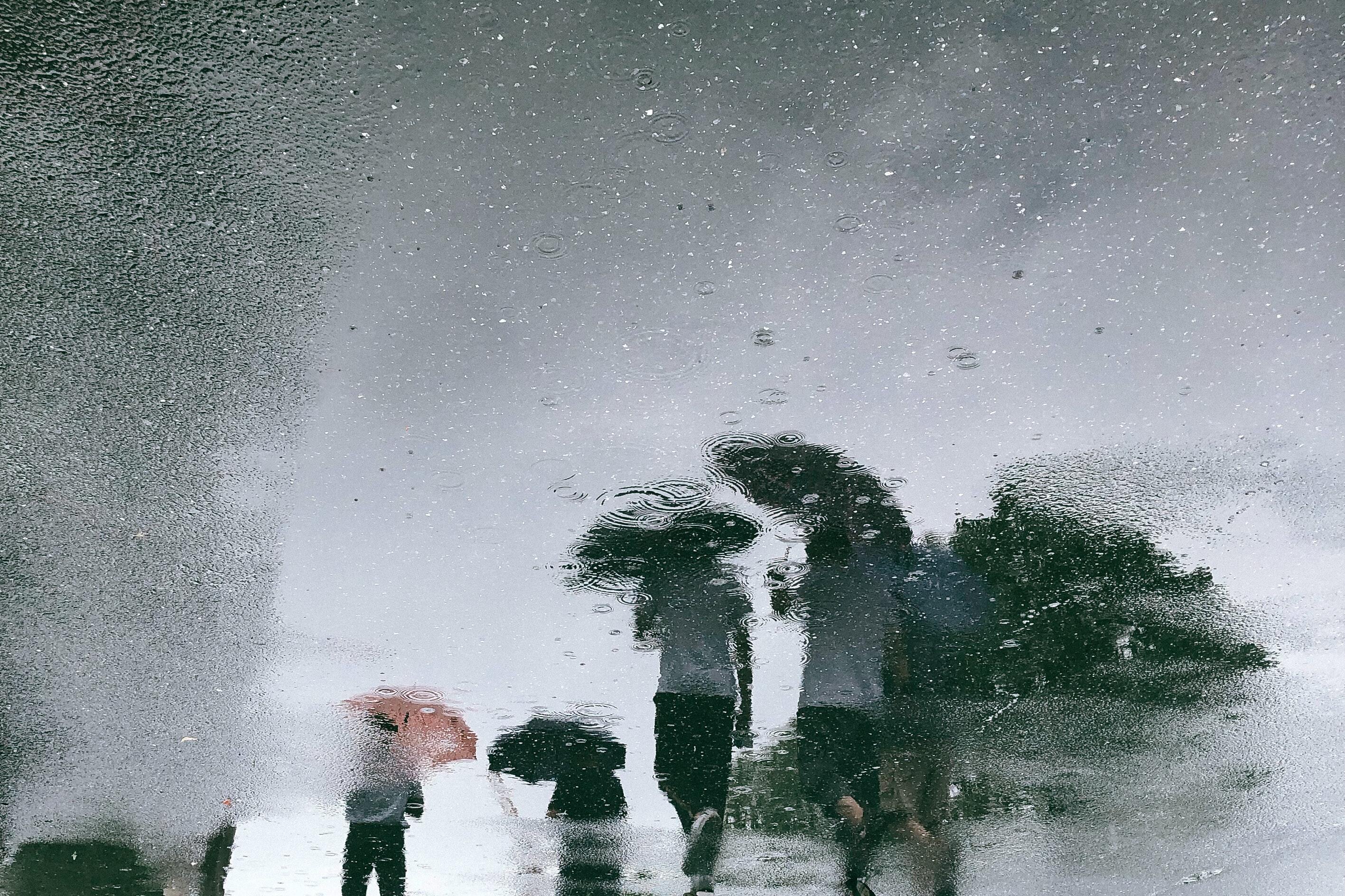 Image of reflection of people with umbrellas walking in the rain. 
Photo by&nbsp;Joey Huang&nbsp;on&nbsp;Unsplash