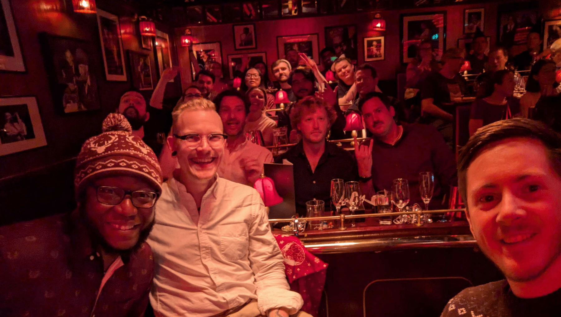 Group photo of staff at the Ronnie Scott's Jazz club.