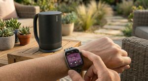Controlling Sonos speakers from an Apple Watch on an outdoor patio