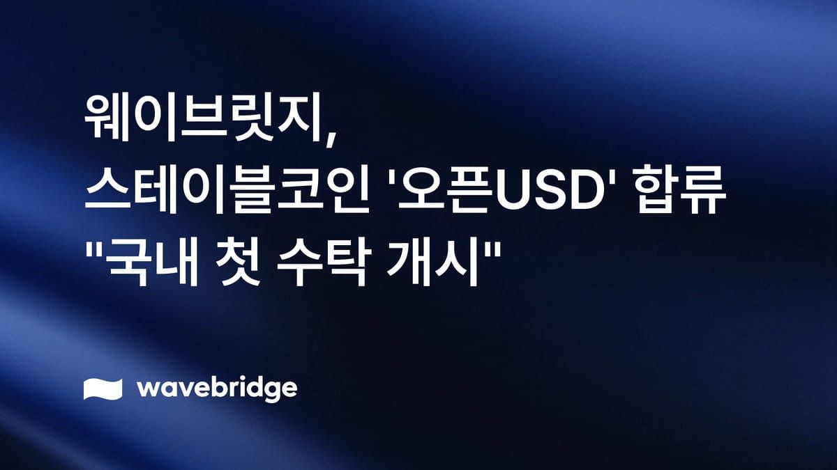 웨이브릿지, 비자·마스터카드·코인베이스가 만든 스테이블코인 '오픈USD' 네트워크 합류…국내 첫 수탁 개시