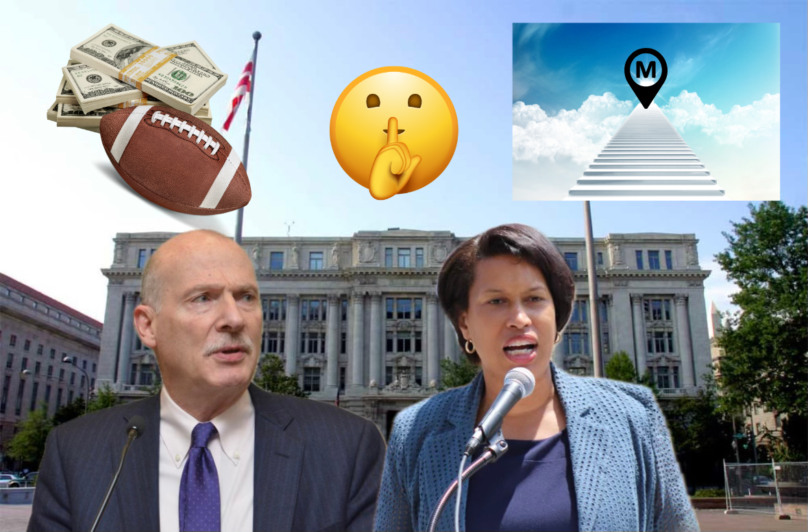 Phil Mendelson and Mayor Bowser in front of the Wilson Building. 