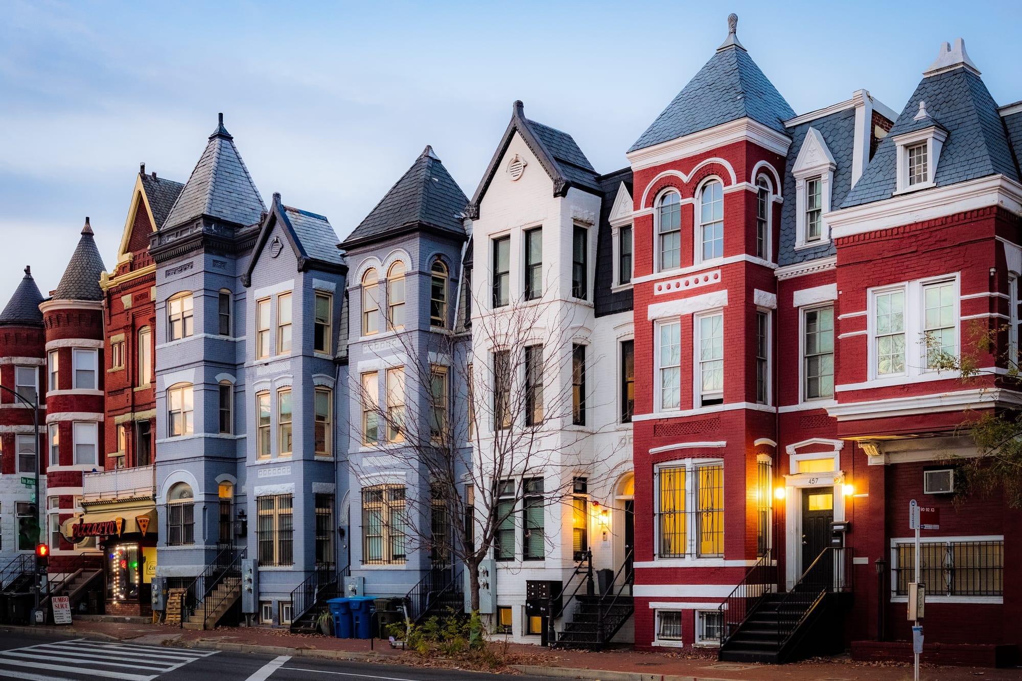 Red, white, and blue rowhouses on Florida Avenue.