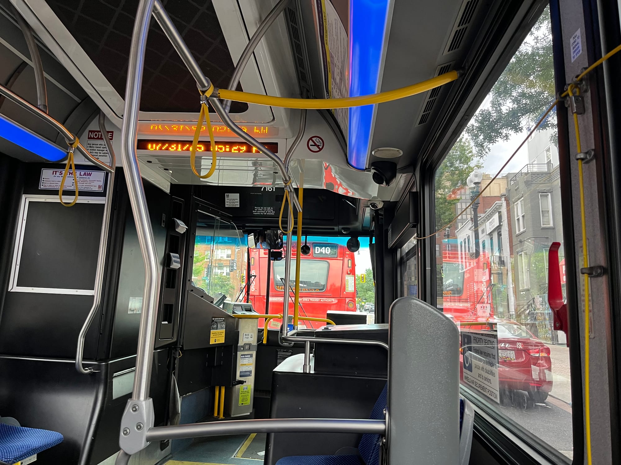 The inside of a Metrobus.
