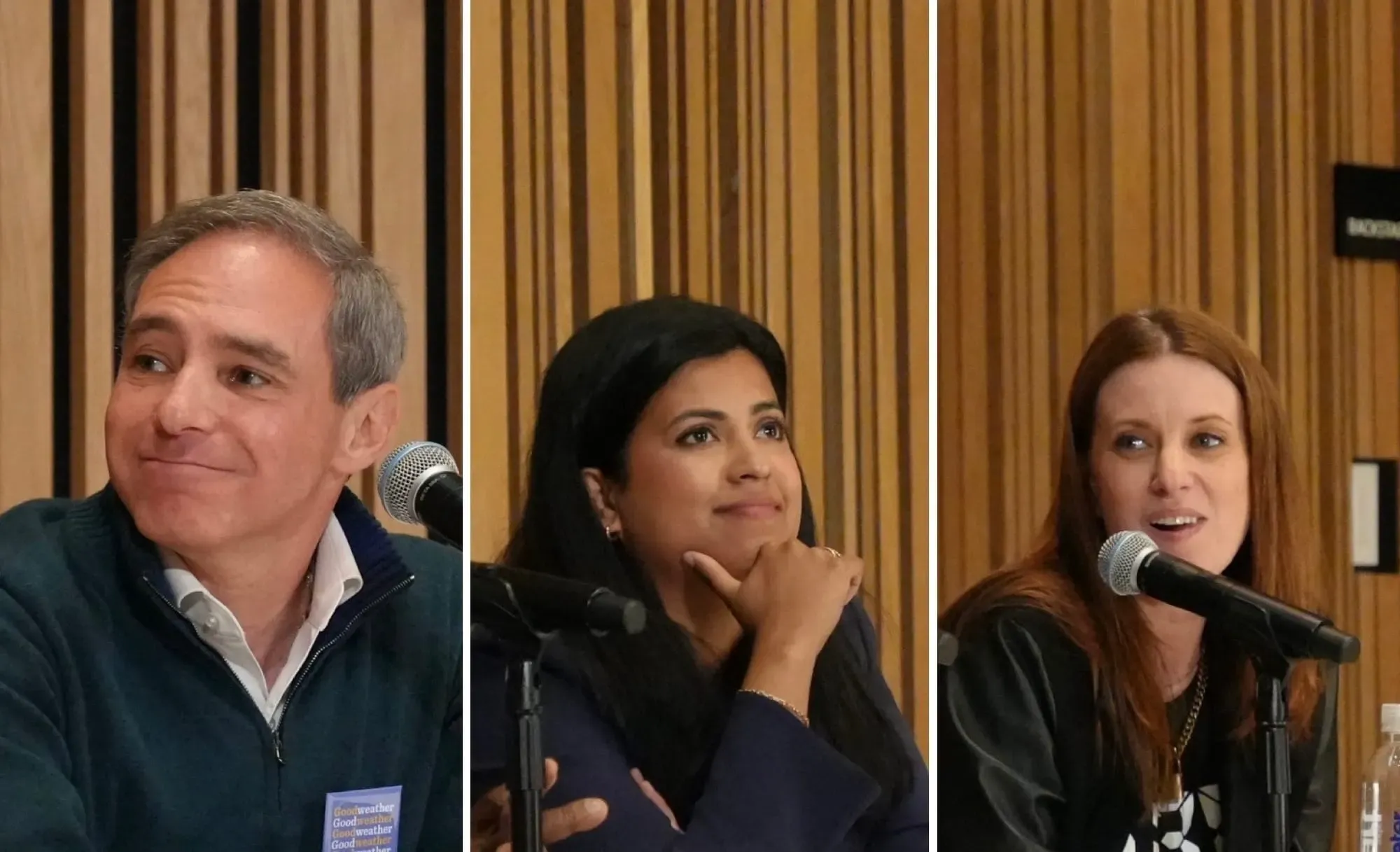 Gary Goodweather, Rini Sampath, and Hope Solomon at The 51st's mayoral forum.