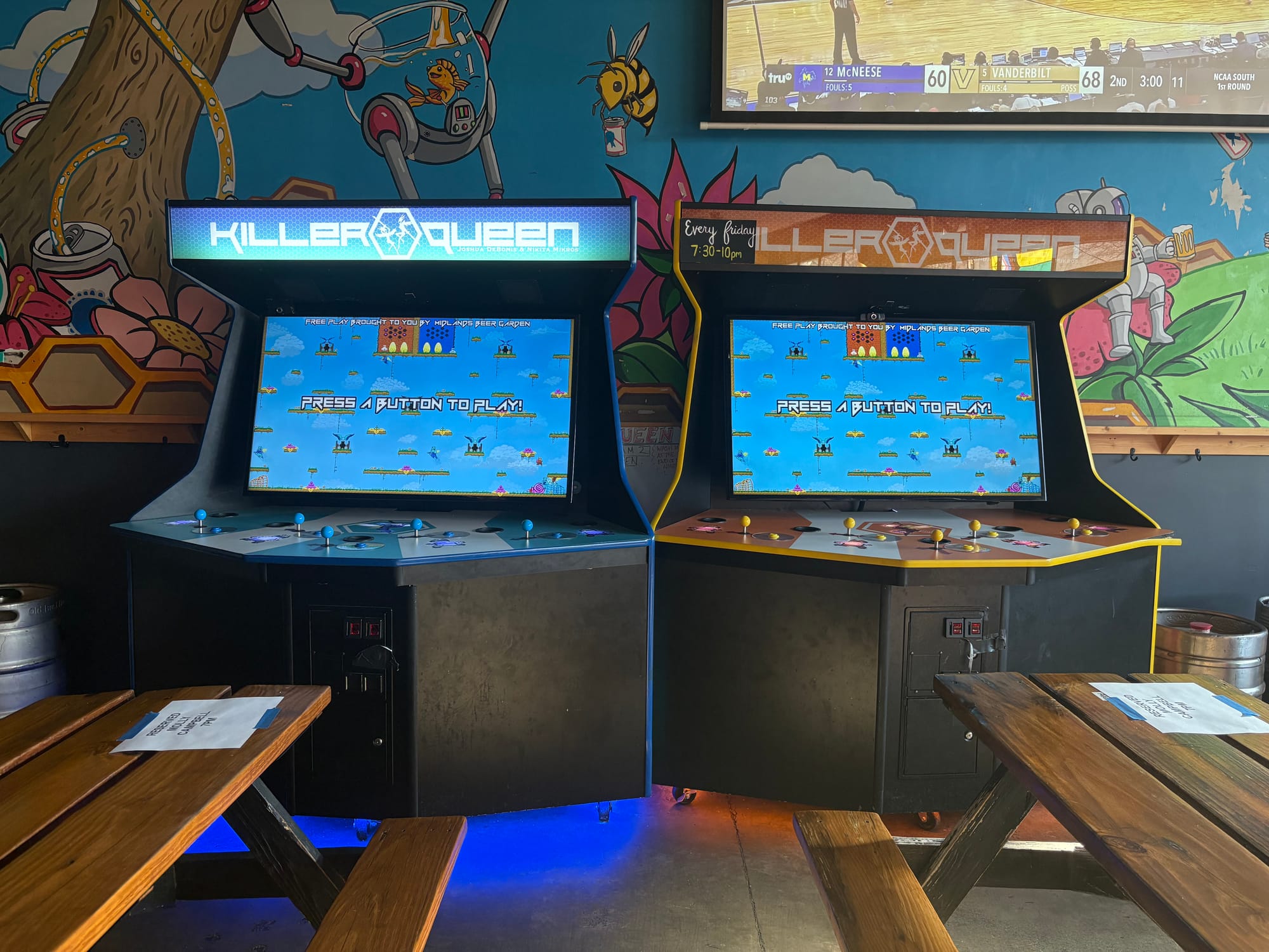 A view of the Killer Queen consoles.