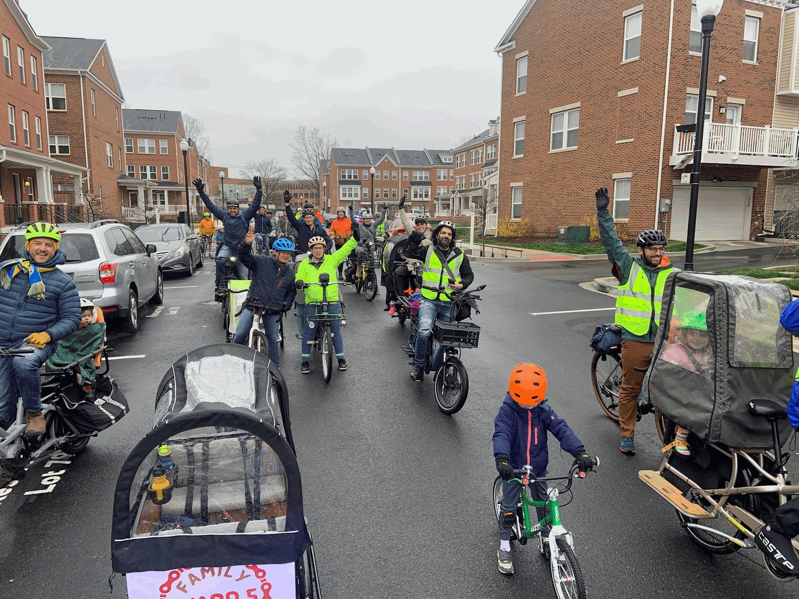 People of all ages bike in NE Washington, D.C., including on cargo bikes.