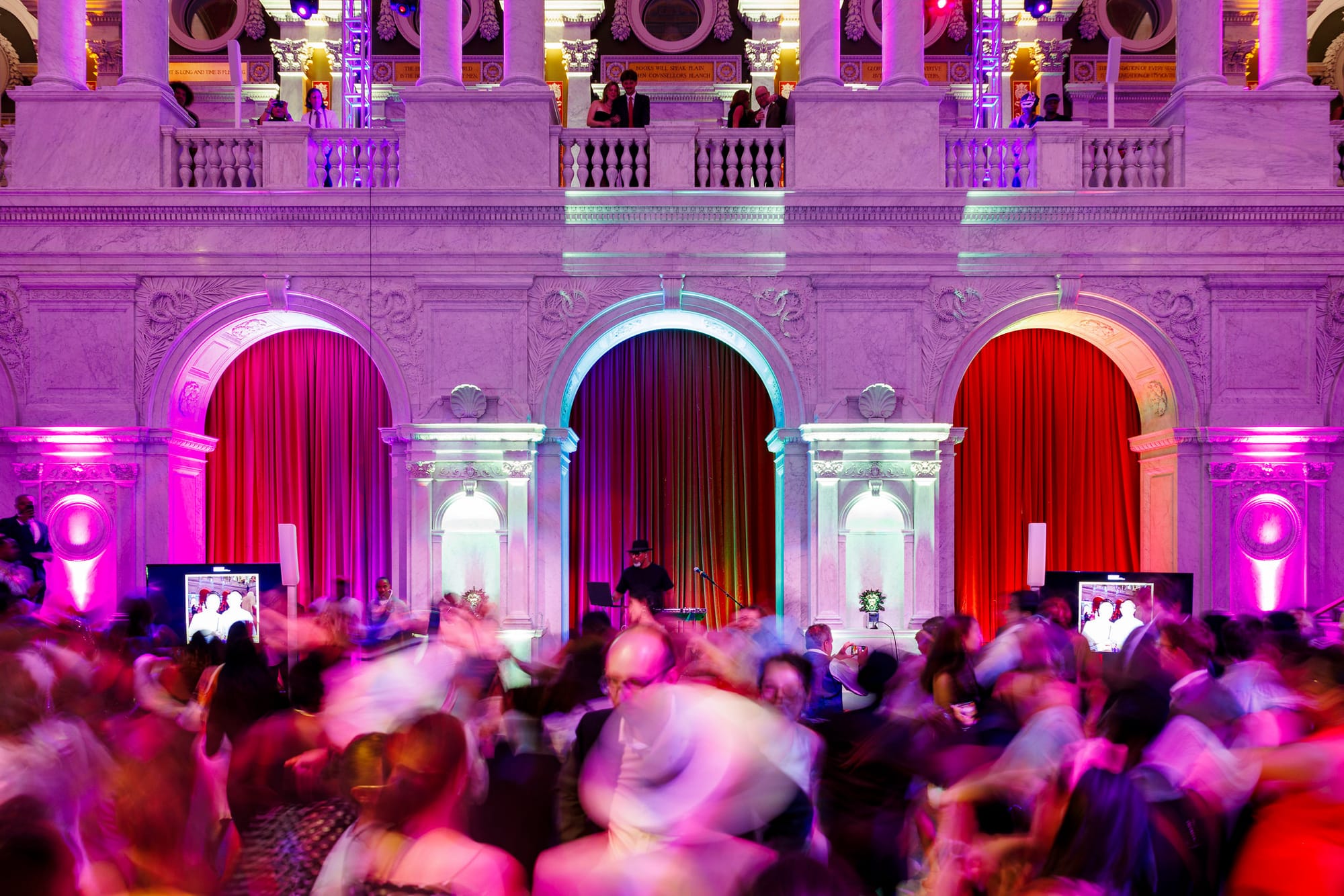 The dance floor at a costume ball at the Library of Congress.