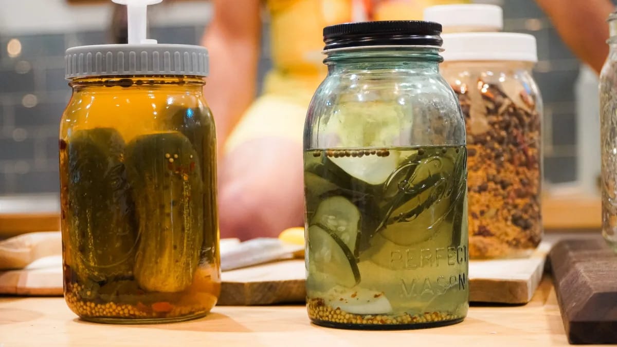 Fermented vegetables in jars