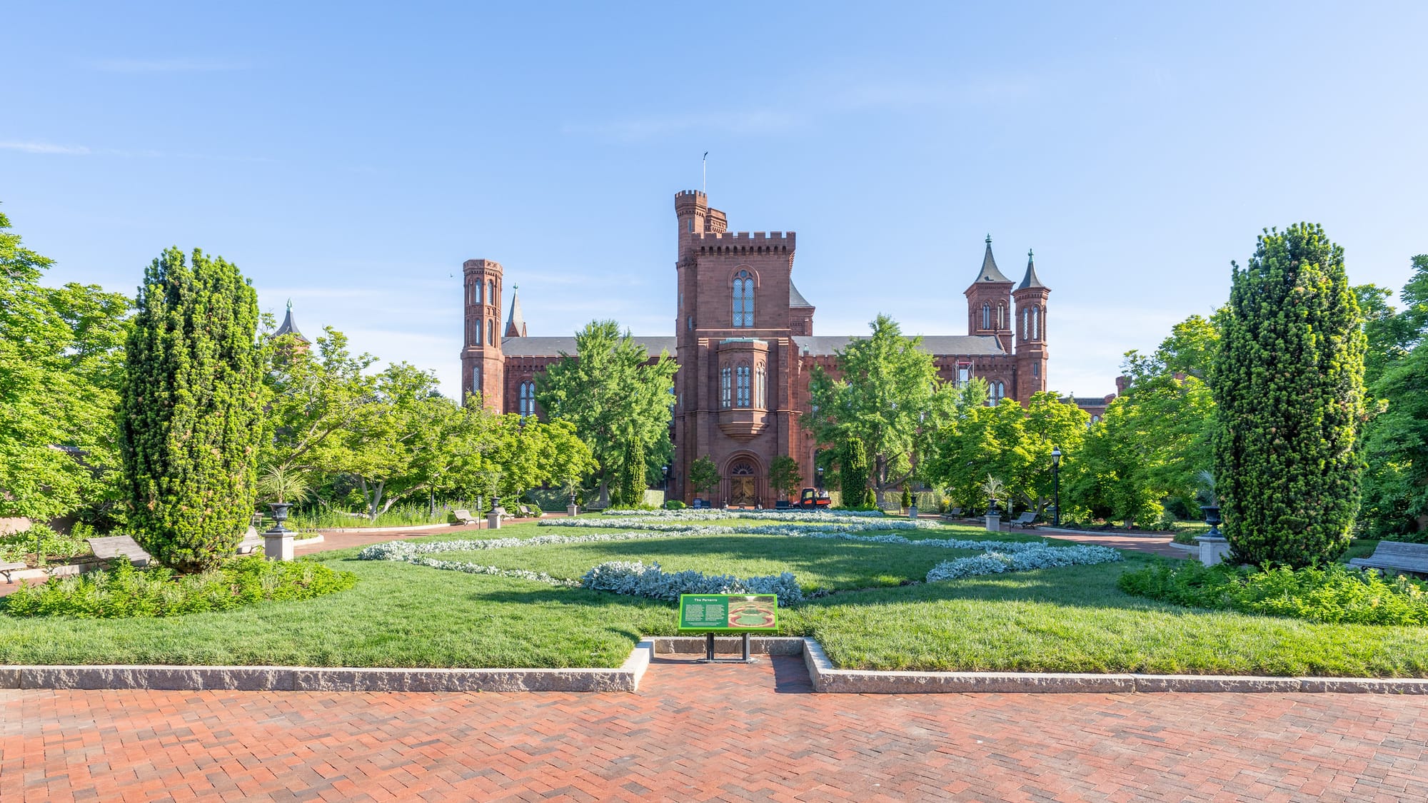 The Smithsonian Castle and its gardens.