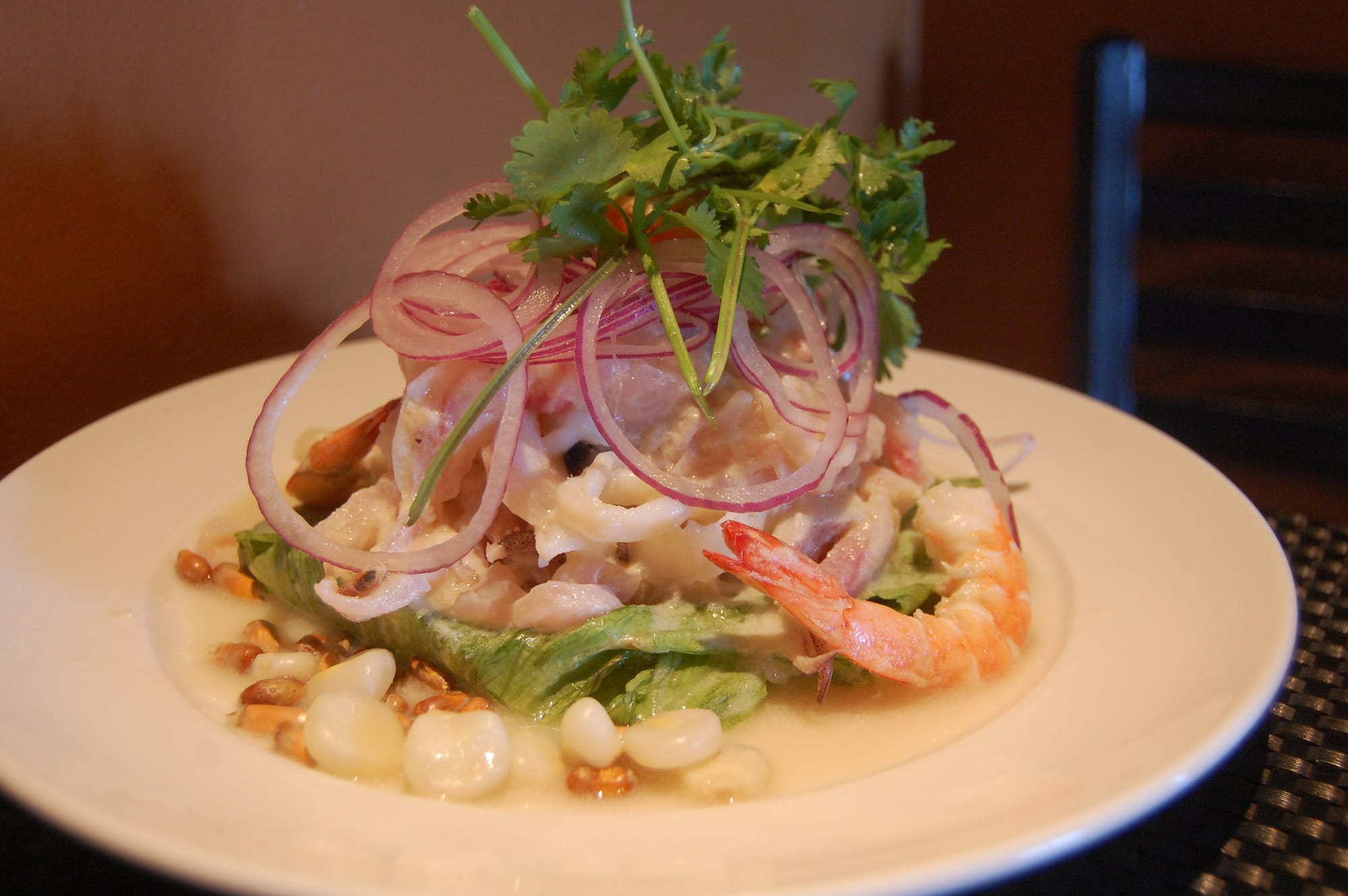 Shrimp ceviche on a plate.