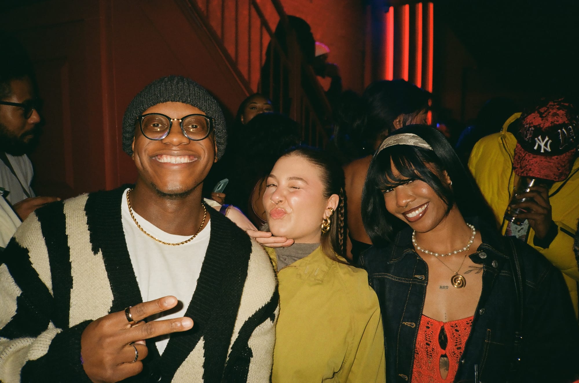 Smiling people at a dance party at Shanklin Hall in D.C.