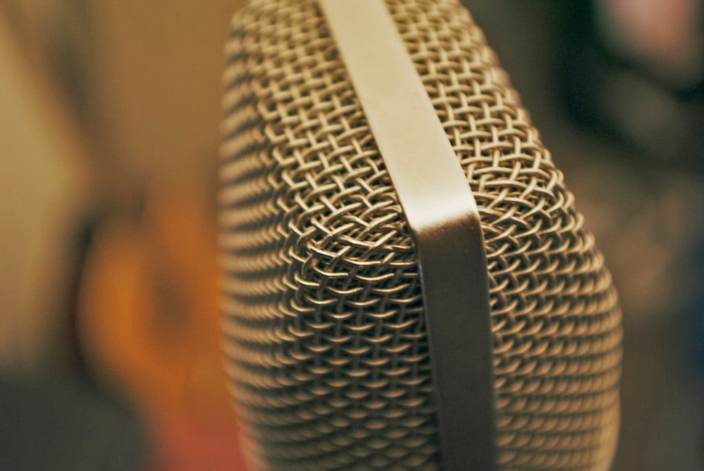A closeup photo of a microphone.