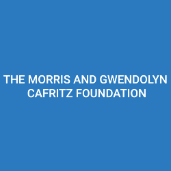 A blue square containing the words "THE MORRIS AND GWENDOLYN CAFRITZ FOUNDATION"