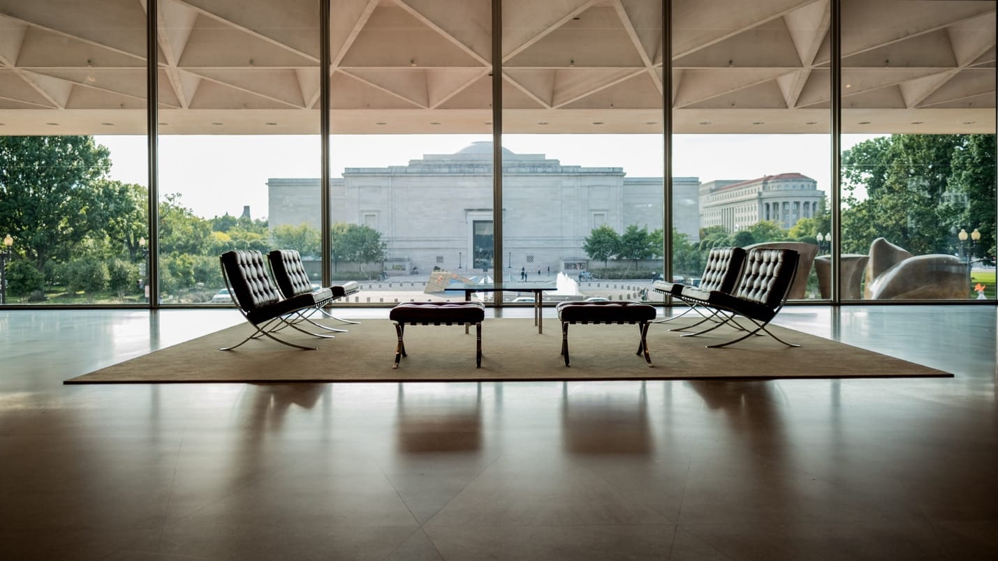 A seating are in D.C.'s National Gallery of Art