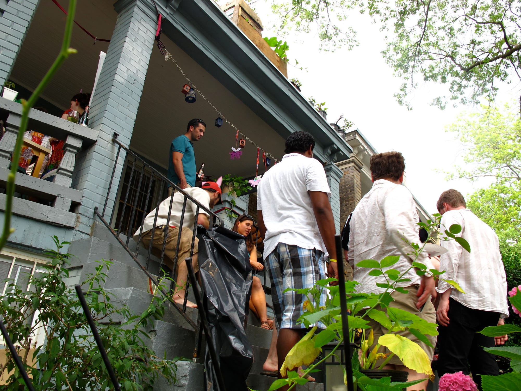 A crowd gathered on the porch during a D.C. porchfest in 2012. 