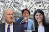 A graphic featuring Mayor Muriel Bowser, D.C. Council Chairman Phil Mendelson, and Councilmember Brooke Pinto over a photo of the Wilson Building and hundred dollar bills