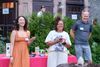 Natalie Delgadillo, Christina Sturdivant Sani and Martin Austermuhle deliver remarks at Friday's happy hour and launch of this fundraising campaign (Henry Kan)