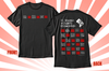 ront and back of The 51st 3 words Shirt, black shirt with stacks of three words 'joyful, serene, home' stacked on top of each other, next to a red stars and bars DC flag