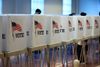 A row of voting booths 
