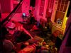 Drone music performers and resting audience members at Rhizome.