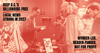 Keep D.C.'s billionaire-free local news strong in 2027. worker-led, reader-funded, not for profit. words set against a red tinted photo of people talking at our 2nd birthday party.