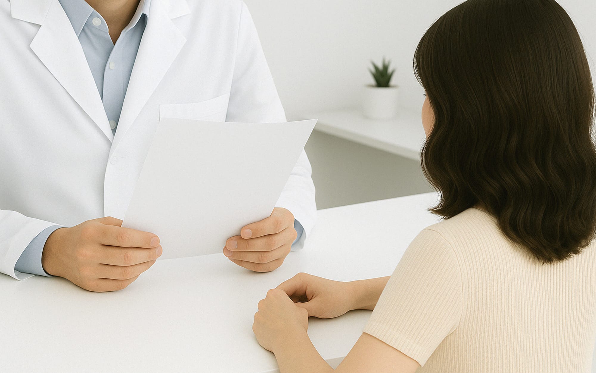 채용검진 결과를 받는 내원 고객