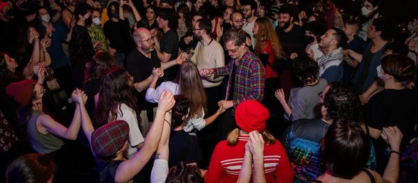 a bunch of Jews dancing